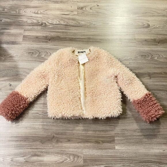 NWT- Honey Punch Pink Cream Teddy Bear Bomber Jacket - Picture 6 of 15